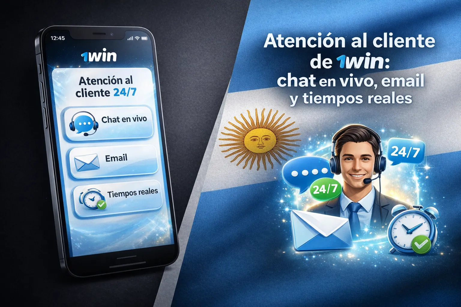 Atención al cliente de 1win: chat en vivo, email y tiempos reales